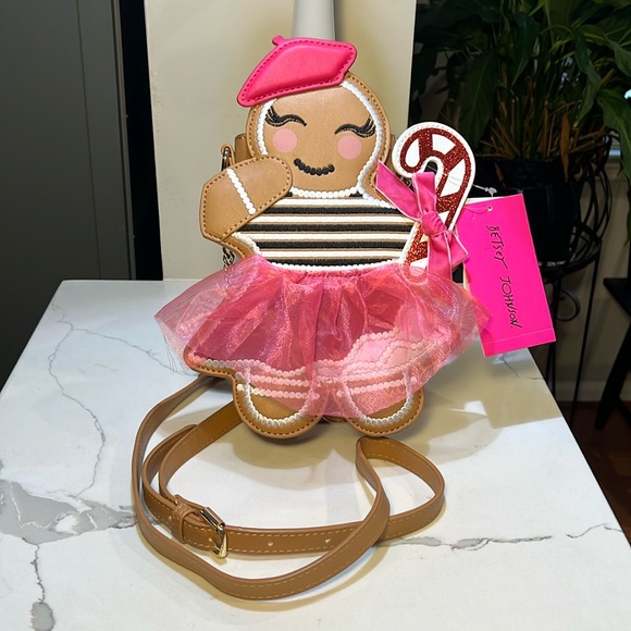 Betsey Johnson Gingerbread XO CAN CAN Girl Crossbody Bag Christmas Multi NWT - Picture 1 of 14